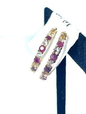 Sterling Ruby and Topaz Hoops